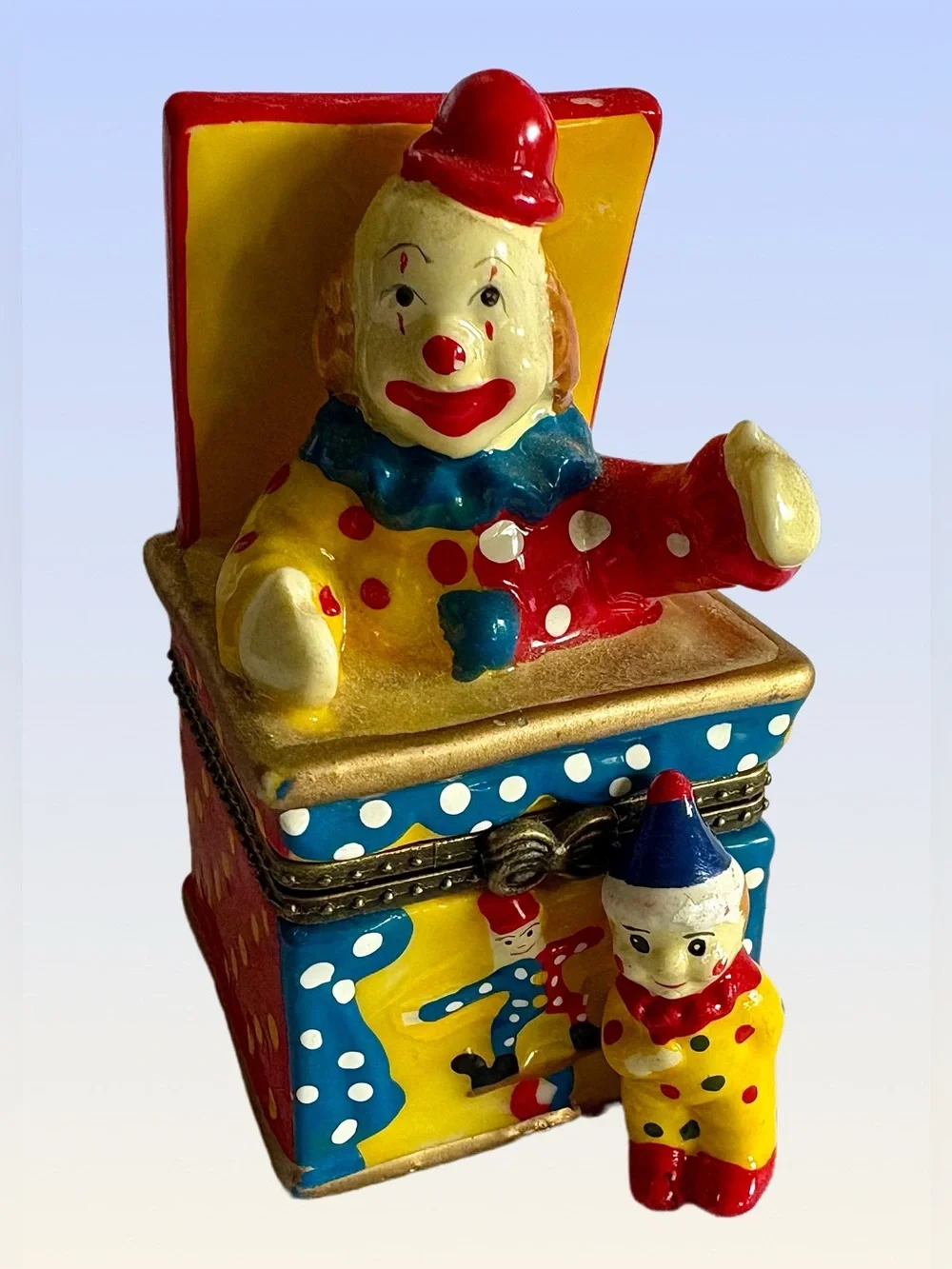 Vintage Ceramic Clown Small Trinket Box